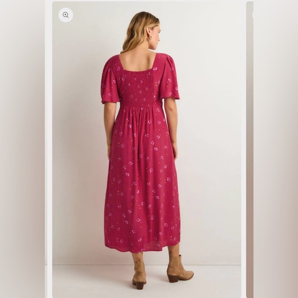 Z Supply Mavis Hot Pink/Ref Floral Modi Dress Size Médium Front Cut Out - Picture 3 of 11